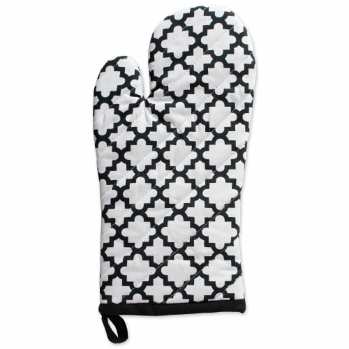 Design Imports CAMZ38496 Lattice Oven Mitt & Potholder Set - White Perspective: back