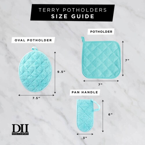 DII Blue Terry Potholder (Set of 3) Perspective: back