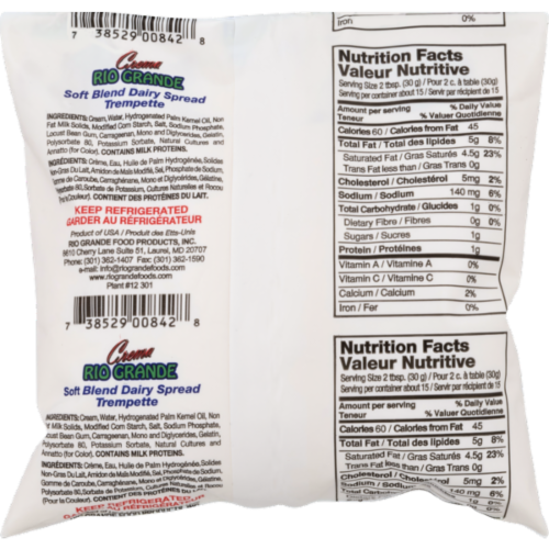 Rio Grande Foods Central American Style Cream Perspective: back