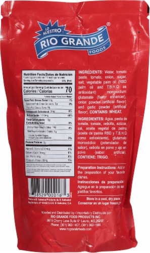 Rio Grande Foods Seasoned Tomato Prepared Sauce Perspective: back