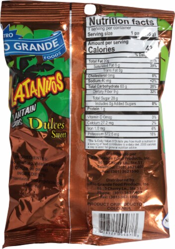 Rio Grande® Sweet Plantain Chips Perspective: back