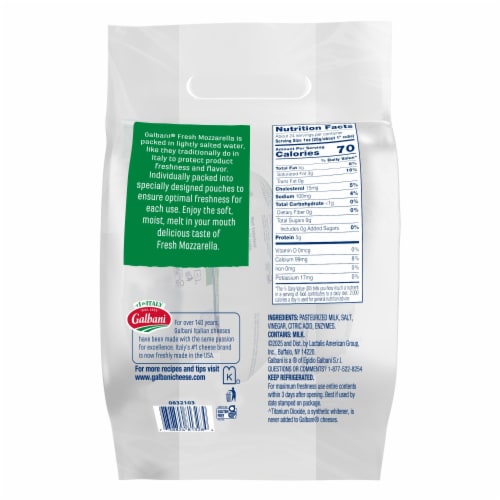 Galbani 3-8oz Fresh Mozzarella Water Pouch Perspective: back