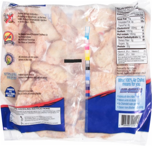 Bell & Evans® Raised Without Antibiotics Individually Quick Frozen Cut Chicken Wings Perspective: back