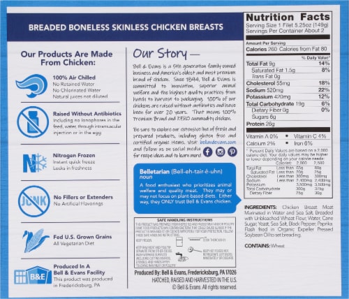 Bell & Evans Frozen Fully Cooked Boneless Skinless Breaded Chicken Breast Perspective: back