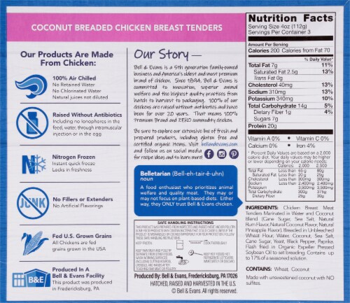 Bell & Evans® Coconut Breaded Chicken Breast Tenders Perspective: back