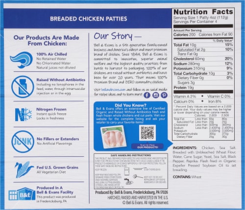 Bell & Evans® Breaded Chicken Patties Perspective: back