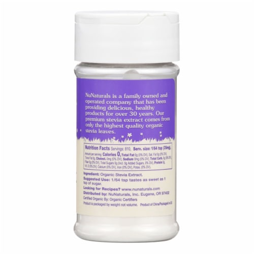 NuNaturals NuStevia Organic Pure Stevia Extract Perspective: back
