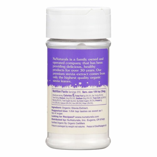 NuNaturals NuStevia Organic Pure Stevia Extract Perspective: back