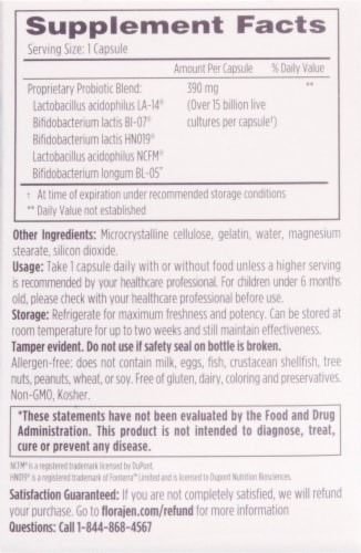 Florajen 3 Acidophilus Capsules Perspective: back