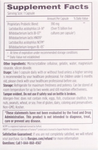 Florajen 3 Acidophilus Capsules Perspective: back