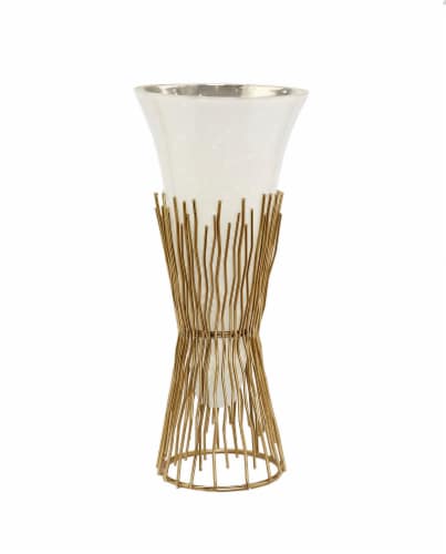 Opaque Glass Vase on Gold Twig Base Perspective: back