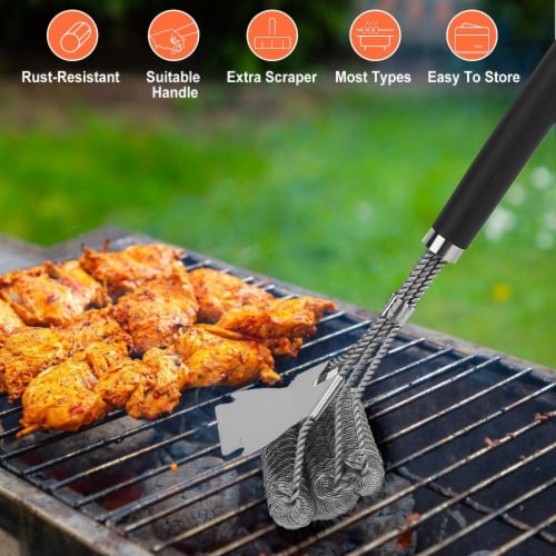 BBQ Grill Cleaning Brush Stainless Steel Barbecue Cleaner with 18in  Suitable Handle, 1 unit - Kroger