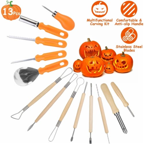 13Pcs Halloween Pumpkin Carving Kit Stainless Steel Carving Kit Pumpkin Sculpting Cutting Kit Perspective: back