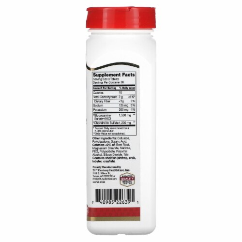 21st Century Glucosamine Chondroitin Double Strength - 180 Tablets Perspective: back