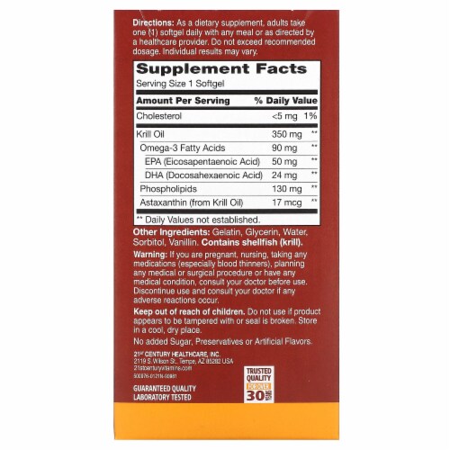 21st Century Krill Oil 350 mg 60 Softgels 60 Count Smith s Food and Drug