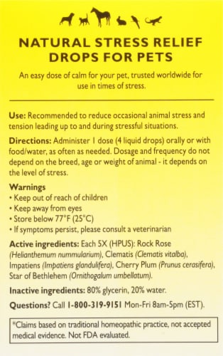 Bach® Rescue Remedy® Natural Stress Relief for Pets Homeopathic Medicine Perspective: back