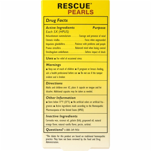 Bach Rescue Pearls Stress Relief Capsules Perspective: back