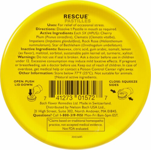 Bach® Rescue® Lemon Lozenges Perspective: back
