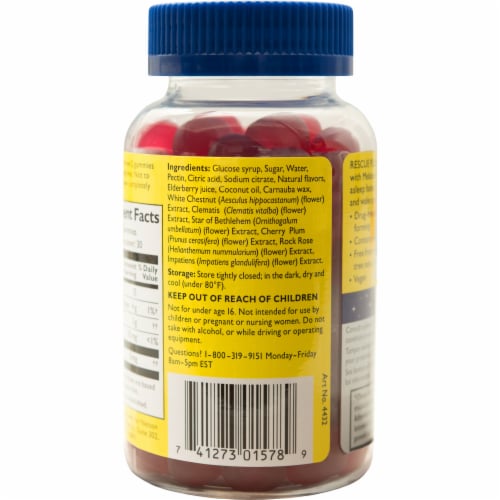 Bach® Rescue Plus® Sleep Melatonin Strawberry Flavor Gummies Perspective: back