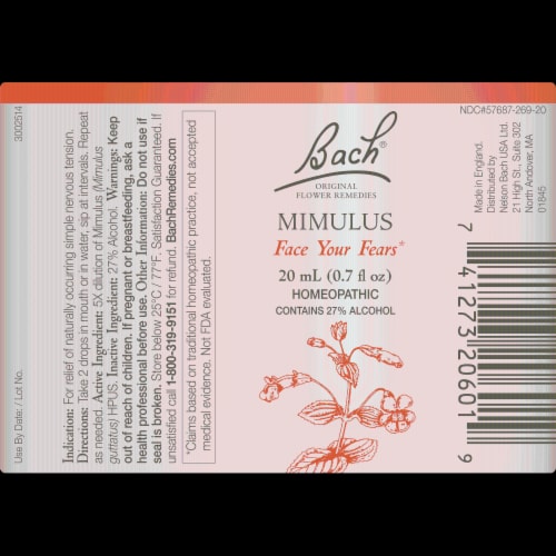 Bach Mimulus Flower Essence Perspective: back