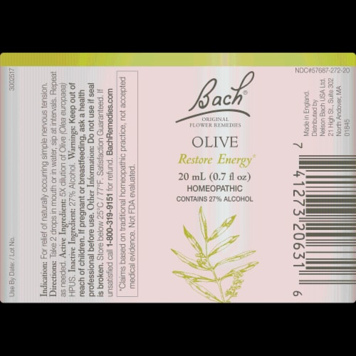 Bach Olive Flower Essence Perspective: back