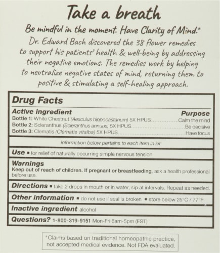 Bach Original Flower Remedies Clarity of Mind Flower Essence Kit Perspective: back
