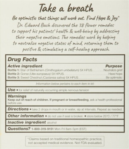 Bach Original Flower Remedies Hope and Joy Flower Essence Kit Perspective: back