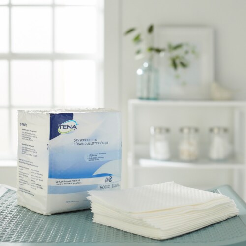 TENA ProSkin Dry Adult Wipe or Washcloth 13 X 13-1/2 Inch 74500, 1 Pack 50 Wipes Perspective: back
