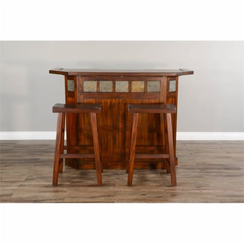 Sunny Designs 24  Saddle Seat Transitional Mahogany Wood Stool in Dark Chocolate Perspective: back