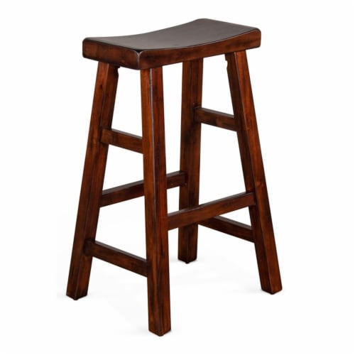 Sunny Designs 30  Saddle Seat Transitional Mahogany Wood Stool in Dark Chocolate Perspective: back