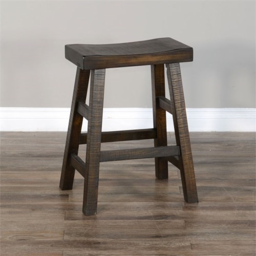 Sunny Designs 24  Saddle Seat Transitional Mahogany Wood Stool in Tobacco Leaf Perspective: back