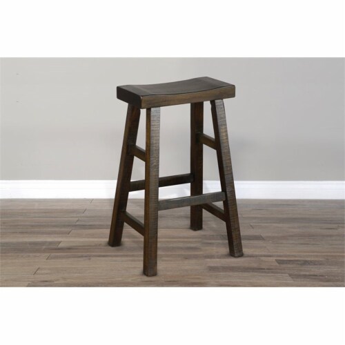 Sunny Designs 30  Saddle Seat Transitional Mahogany Wood Stool in Tobacco Leaf Perspective: back