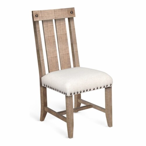 Sunny Designs Vivian 40  Solid Mahogany Wood Slatback Chair in Taupe Brown Perspective: back