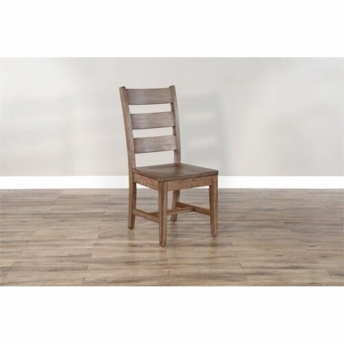Sunny Designs Doe Valley 18  Transitional Wood Ladderback Chair in Taupe Brown Perspective: back