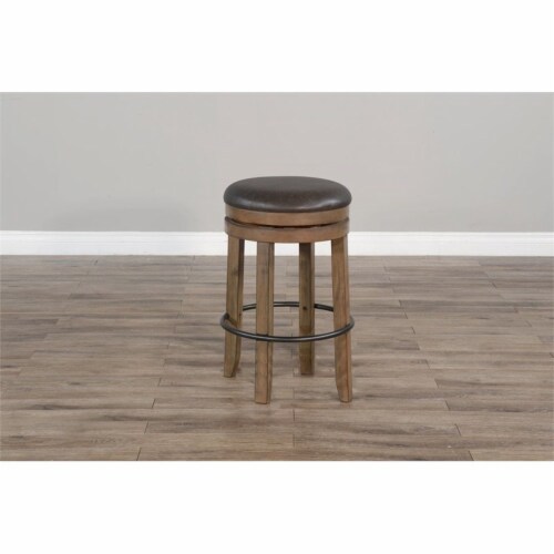 Sunny Designs Doe Valley 30  Wood Backless Swivel Barstool in Taupe Brown Perspective: back
