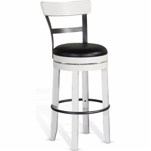 Sunny Designs Carriage House 30  Wood Swivel Barstool with Back in White Perspective: back