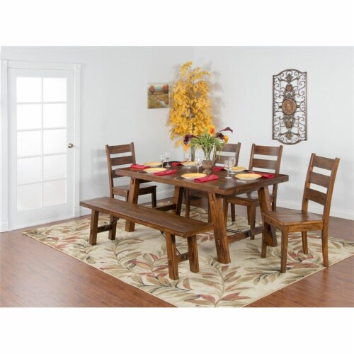 Sunny Designs Tuscany 18  Farmhouse Mahogany Wood Bench in Medium Brown Perspective: back