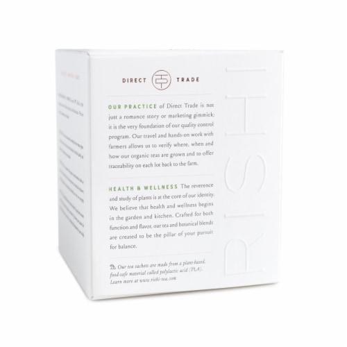 Rishi Tea Organic Matcha Super Green Green Tea Sachets Perspective: back
