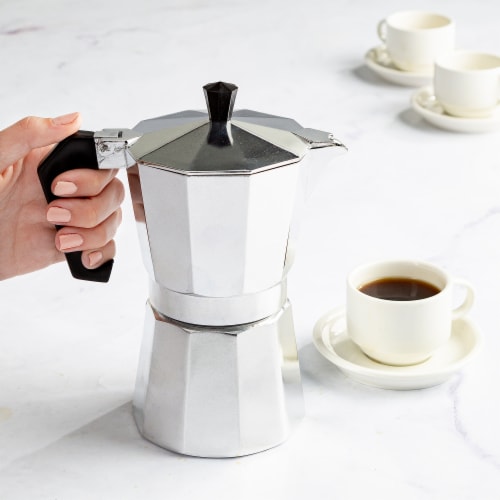 Mario Polished Aluminum Stovetop Espresso Maker Perspective: back