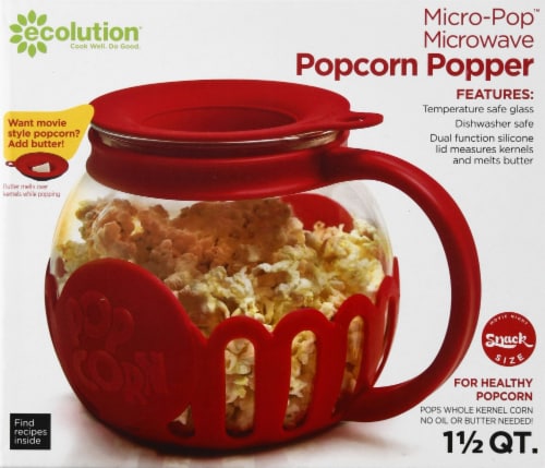  Ecolution Micro-Pop Popper, Glass Microwave Popcorn Maker with  Dual Function Lid, 3 Qt: Home & Kitchen