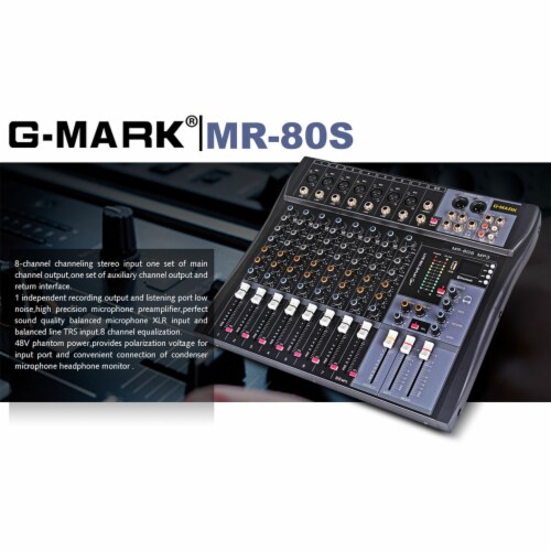 GMARK MR80S Professional Stage 8 Channel Audio Mixer Console with MP3