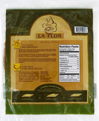 La Flor Uncooked Wheat Tortillas Perspective: back