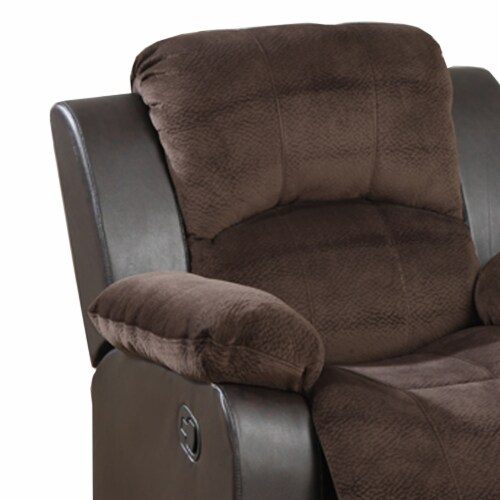 Polyurethane Rocker Recliner In Choco Suede Brown- Saltoro Sherpi Perspective: back