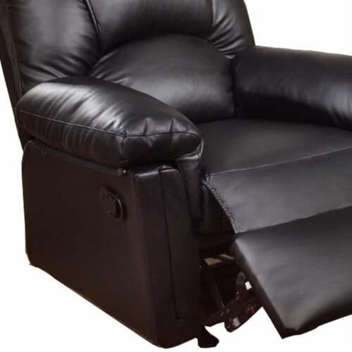Bonded Leather Rocker Recliner Black- Saltoro Sherpi Perspective: back