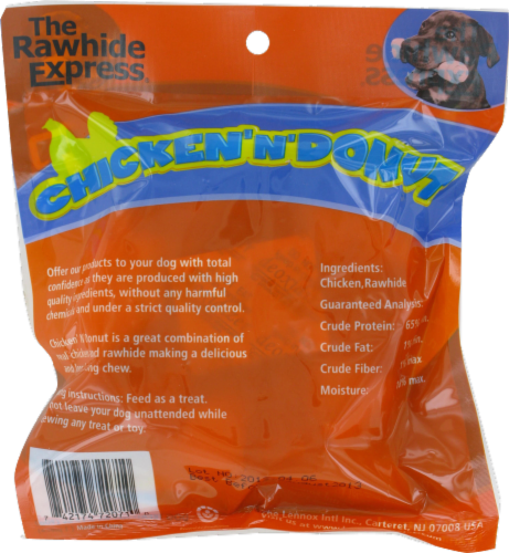 The Rawhide Express® Chicken 'N' Donut Rawhide Dog Treat Perspective: back