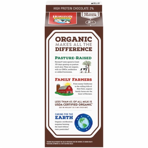 Horizon Organic 2% Reduced Fat High Protein Chocolate Milk Perspective: back