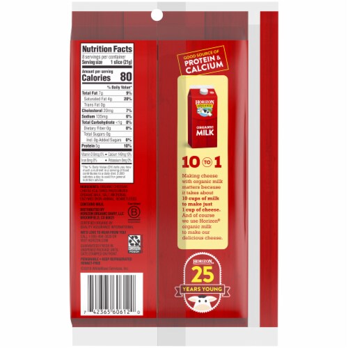 Horizon Organic White Cheddar Cheese Slices Perspective: back