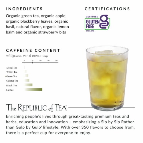 The Republic of Tea Strawberry Basil Green Tea, 8 Large Tea Bags Perspective: back