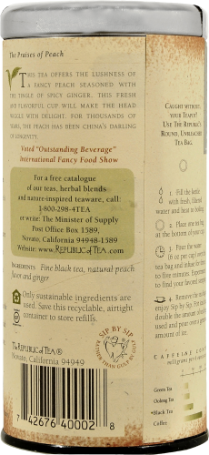 The Republic of Tea Ginger Peach Tea Bags Perspective: back