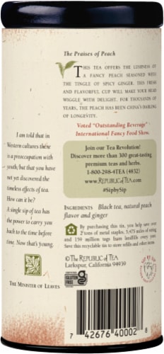 The Republic of Tea® Ginger Peach Tea Bags Perspective: back
